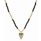 16" Jet and Gold Colorblock with Gold, Clear Heart Charm Necklace, 3" Ext