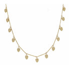 16" Gold Palm Leaf Station Necklace , 3" Ext