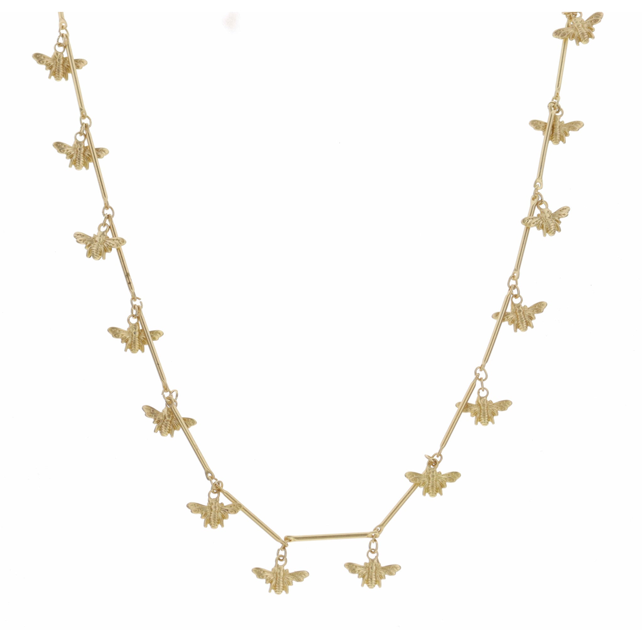 16" Gold Bee Station Necklace , 3" Ext