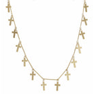 16" Gold Cross Station Necklace , 3" Ext