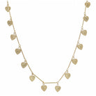 16" Gold Heart Station Necklace , 3" Ext