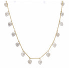 16" Silver Heart Station Necklace , 3" Ext