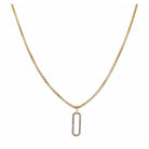 16" Box Chain with Clear Crystal Clip Drop Necklace , 3" Ext