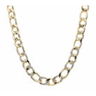 16" Clear Crystal Embellished Figaro Chain Necklace , 3" Ext