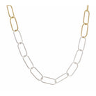 16" Two Tone Oval Link Chain Necklace , 3" Ext