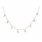 16" Gold Teacher with Clear Circle Crystal Necklace, 3" Ext