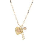 16" Mama, Heart, & Starburst Necklace, 1", 1", .50" Pendant