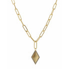 16" Diamond Shape with Crystal Outline Necklace, 3" Ext