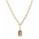 16" Rectangle with Crystal Outline Necklace, 3" Ext