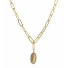 16" Oval with Crystal Outline Necklace, 3" Ext