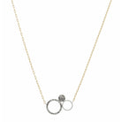 16" Two Tone, Open Circle, Circle, Crystal Circle  Necklace, 3" Ext