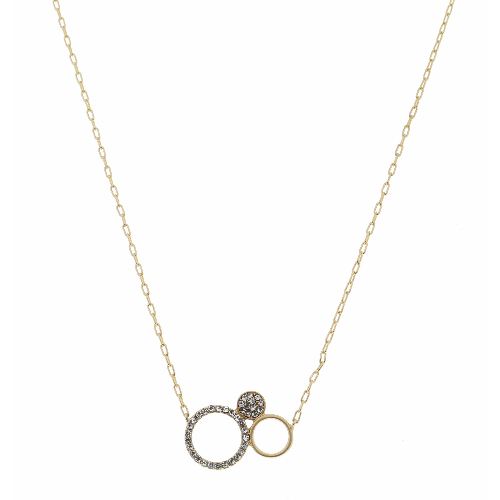 16" Gold, Open Circle, Circle, Crystal Circle  Necklace, 3" Ext