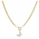 14.5" Clear Crystal and Gold Sideways Butterfly Necklace