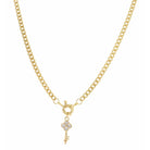 14.5" Clear Crystal and Gold Clover Key Necklace