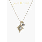 Sun Ray Diamond with Rose Quartz Square, Rounded Opalite Hexagon Necklace