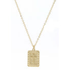 Gold Textured Rectangle with Cross Center Necklace