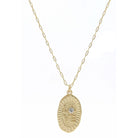 Gold Textured Oval with "LOVE" and Crystal Center Necklace