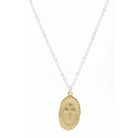 Gold Textured Oval with Cross Center Necklace