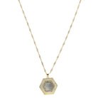 Gold Hexagon with Clear Crystals and Labradorite Hexagon Stone Necklace