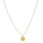 Pearl Beaded and Crystal Starburst Gold Disc Necklace