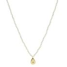 Pearl Beaded and Gold Teardrop with Center Crystal Necklace