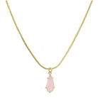 Gold Petite Snake Chain with Pink Crystal Teardrop Necklace