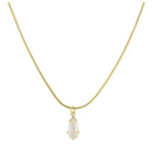 Gold Petite Snake Chain with Clear Crystal Teardrop Necklace