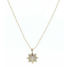 Gold Star Burst with Center Mini Clear Crystal Necklace