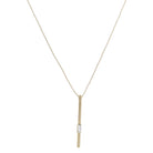 Long Gold Bar with Baguette Crystal Necklace