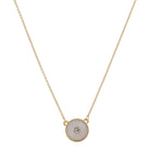 White Shell Inlay Disc with Center Clear Crystal Necklace