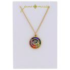 Multi Crystal Pave Gold Disc Necklace