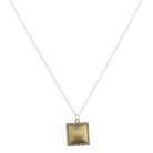 Gold Square with Clear Crystal Outline Necklace