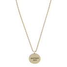 Shiny Gold Circle Disc with "MATTHEW 28:20" Necklace