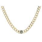 Shiny Gold Curb Chain with Circle Black Diamond Crystal Bezel Necklace