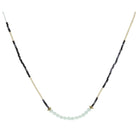 Navy, Black, Ivory, Icy Blue Beaded with Icy Blue Faceted Beaded Portion Necklace