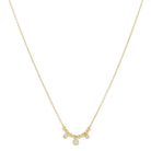 Gold Chain and Mini Gold Ball Beads with Multi Clear Crystals Necklace, .15", .2", .15" Pendant