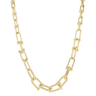 Gradually Chunkier Gold U-Link Chain Necklace, .5" Pendant