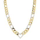 Chunky 2-Tone Figaro Chain with Silver Heart Link Necklace, .65" Pendant