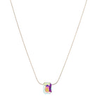 Cut Corner Rectangle AB Crystal Necklace, .65"