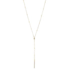 Adj. Gold Satellite Chain with Gold Crystal and Crystal Bar Lariat Drop Necklace, 3.75" Pendant
