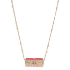 16" 6-Sided Cylinder Bar, Gold Stars & Pink Cowgirl Boots, "LET'S GO GIRLS", Star Necklace, 3" Ext