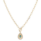 18" Crystal Toggle & Sunray Teardrop with Green Emerald Crystal & Crystal Edge Necklace, 3" Ext