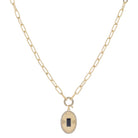 18" Crystal Spring Ring Gold Sunburst Oval with Jet Center Crystal & Crystal Edge Necklace, 3" Ext