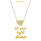 16" Gold Starburst Disc with Mini Center Crystal Necklace, 3" Ext