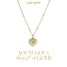 16" Gold Wavy Heart with Decorative Edge Necklace, 3" Ext