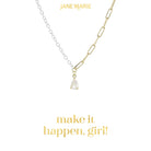 16" Half Silver, Half Gold Chain with Mini Teardrop Crystal Necklace, 3" Ext