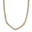 16" Natural Toned Semi-Precious Beaded with Multi Gold & Crystal Rondel Clusters Necklace, 3" Ext