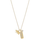 16" Gold Bear, Wide Gold Bar with Pave Crystal "MAMA", Gold Bezel Crystal Necklace, 3" Ext