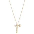 16" White Enamel Heart, Gold "DOG MOM" with Crystal, Gold Pave Crystal Pawprint Necklace, 3" Ext
