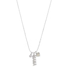 16" Silver Bezel Crystal, Silver Pave Crystal "MAMA", Silver Heart Necklace, 3" Ext